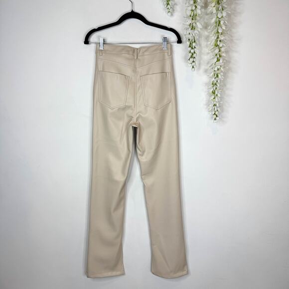 ZARA blogger fave faux leather pants high rise flared leg cream tan - Picture 6 of 11